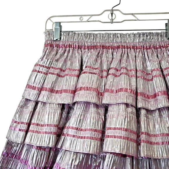 LoveShackFancy Silver and Pink Mini Skirt - Picture 2 of 5